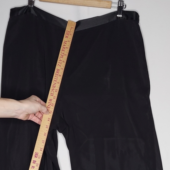 JS Collections Wide Leg Pants 16 Black Sheer Chiffon Lined Zip Side Office Party - Picture 6 of 10